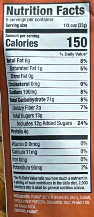 Buc-ee's Peanut Butter & Caramel Popcorn With Cinnamon