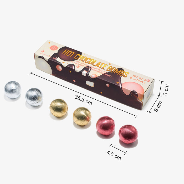 Hot Chocolate Bombs - Set of 6-3 Flavors of White, Fudge Brownie, Strawberry Chocolates - Delicious Cocoa Bombs Filled with Marshmallows - Classic Bomb Gift Set, Melting Marshmallow Delicious Gifts