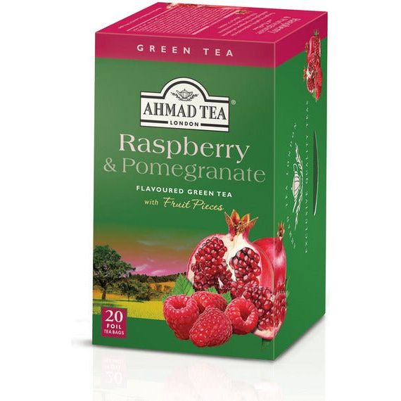 Pomegranate & Raspberry - Green Tea | 20' Tea Bags | Ahmad Tea