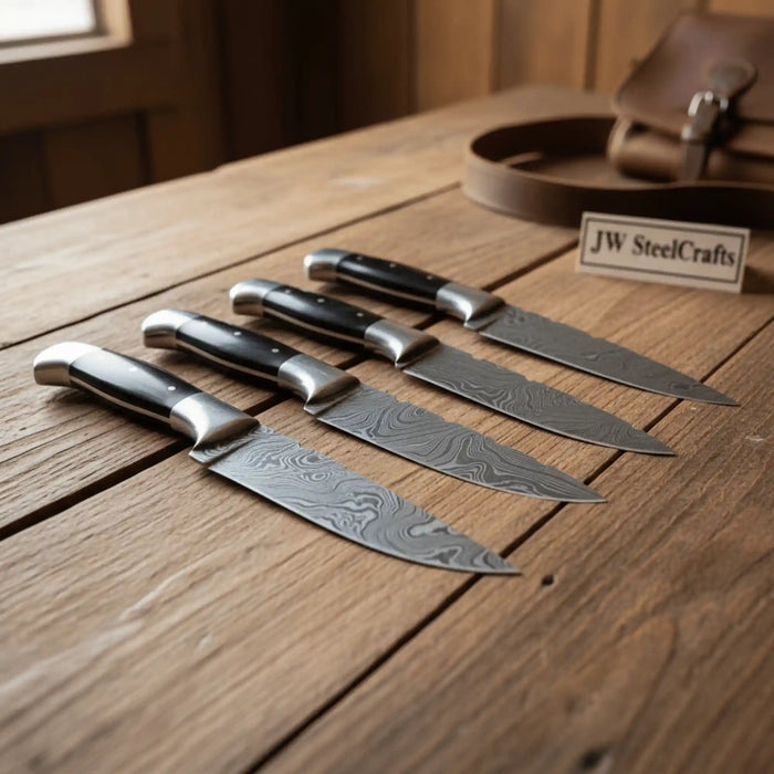 Premium Damascus Steel Hunting Knife Set — Full Tang Bushcraft & Field Knives with Sheath