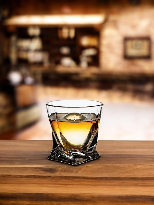 Premium Twisted Whiskey Glasses Set of 4 (10oz)