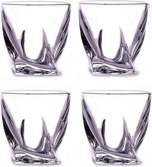 Premium Twisted Whiskey Glasses Set of 4 (10oz)