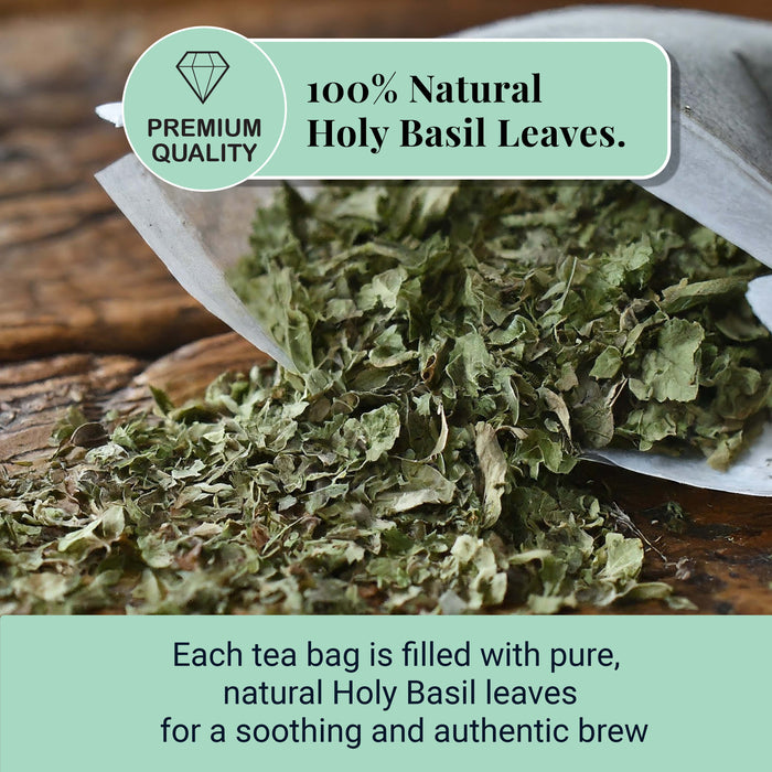 Akshit Holy Basil Tea ( Tulsi Leaf Tea ) ( 75 Tea Bags), Made with Pure Dried Holy Basil Tea Leaves Immune Support Tea, Caffeine-free, Non-Gmo, Tulsi Tea.