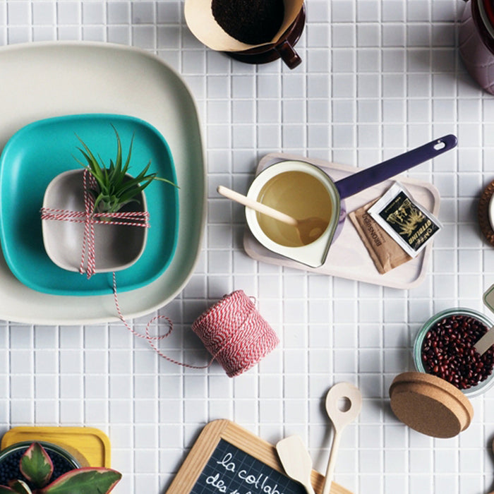 Bamboo Dinner Plate - 4 Piece Set - Off White