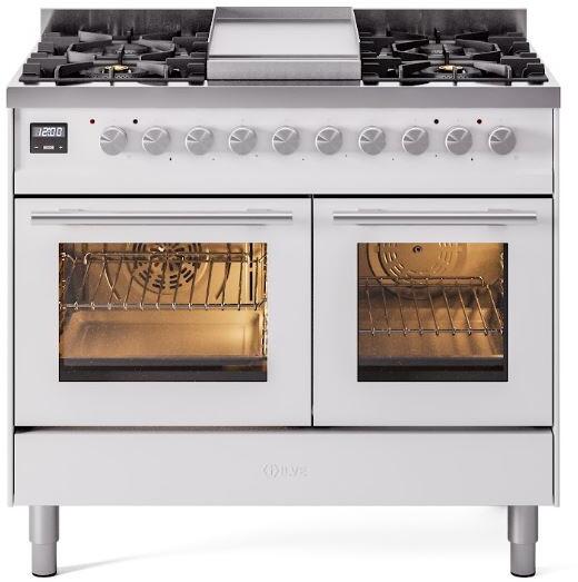 Professional Plus II 40 Inch Dual Fuel Natural Gas Freestanding Range in White with Trim, UPD40FWMPWH