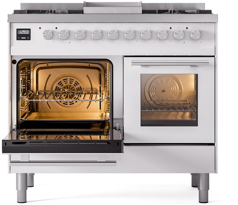 Professional Plus II 40 Inch Dual Fuel Natural Gas Freestanding Range in White with Trim, UPD40FWMPWH