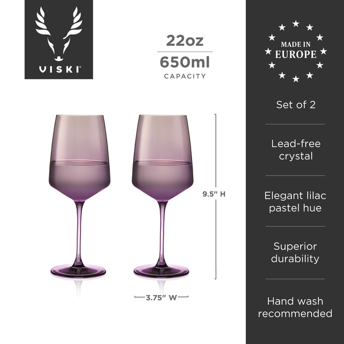 Reserve Nouveau Crystal Wine Glasses in Violet, Set of 2