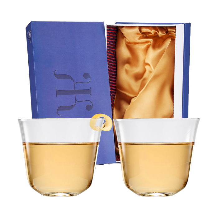 Vintage Crystal Lowball Tumbler Glasses, Set of 2, Clear Radiance - Spirits, Whiskey, Old Fashioned, Cocktails - Hand Blown Classy Glass -Timeless Art Deco Design - Durable Barware, Home Bar (5 OZ)