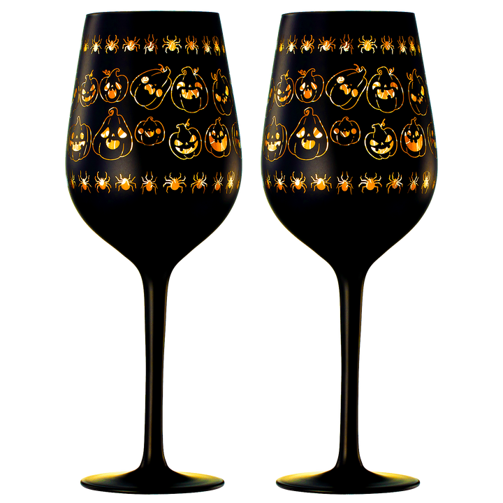 Crystal Halloween Stemmed Wine Glasses