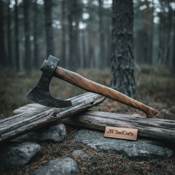 Real Forged Viking Combat Tomahawk bearded axe hatchet With Rose Wood Handle