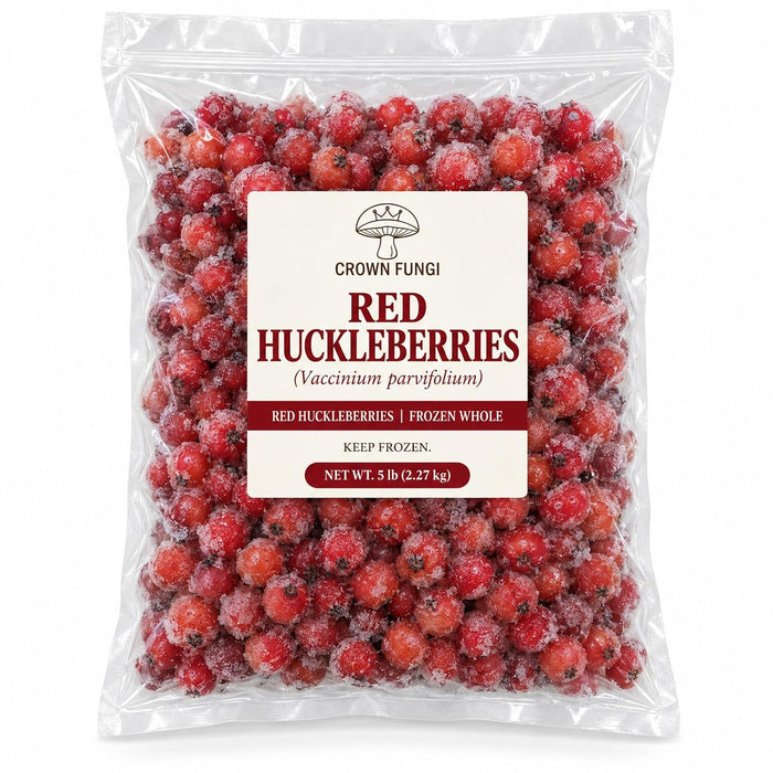 Frozen Red Huckleberries, Whole Berries, 5 lb