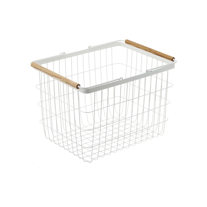 Wire Basket - Two Sizes - Steel + Wood