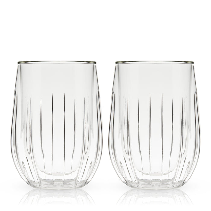 Double-Walled Stemless Wine Glasses Set of 2