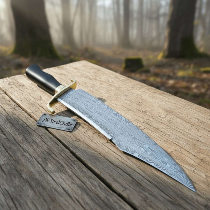 Handmade Frontier Clip Point Bowie Knife Damascus Steel or Mirror Polished Carbon Steel | JW SteelCrafts