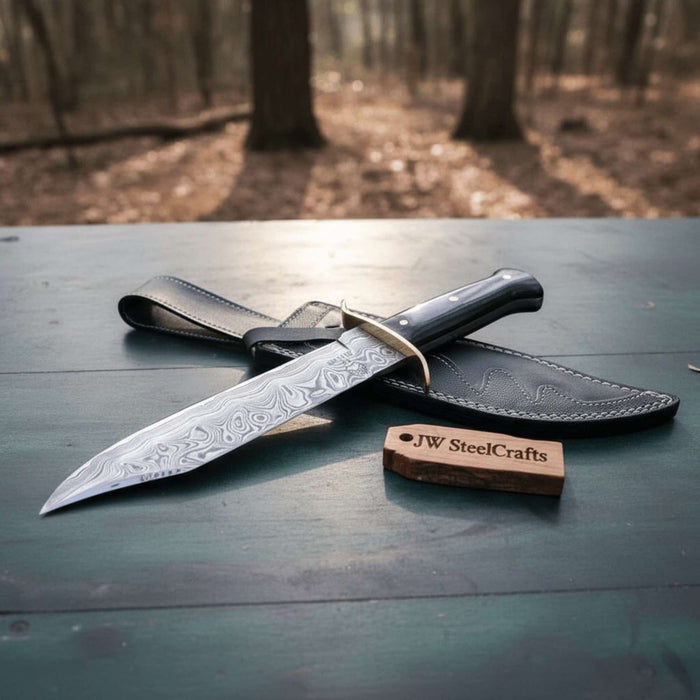 Sheffield Clip Point Bowie Knife Handmade Brass Clip JW SteelCrafts