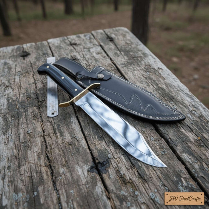Sheffield Clip Point Bowie Knife Handmade Brass Clip JW SteelCrafts