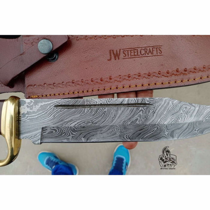 Handmade Sheffield Clip Point Bowie Knife with Damascus Steel Blade | JW SteelCrafts