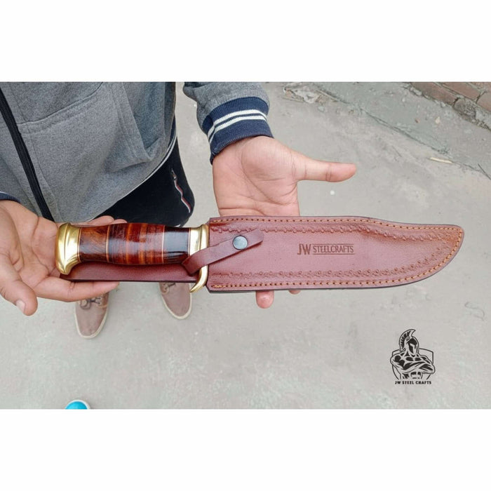 Handmade Sheffield Clip Point Bowie Knife with Damascus Steel Blade | JW SteelCrafts