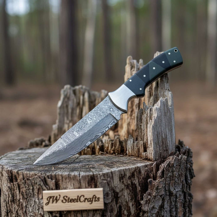 Handmade Damascus Bowie Knife with Micarta Handle