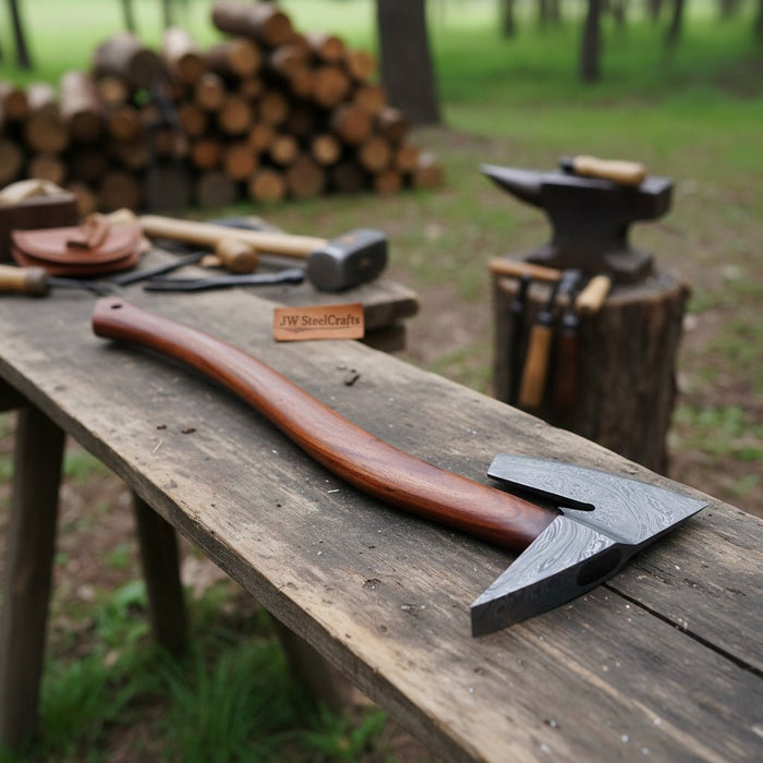 Single-Bit Angular Bearded Axe with Rear Notch