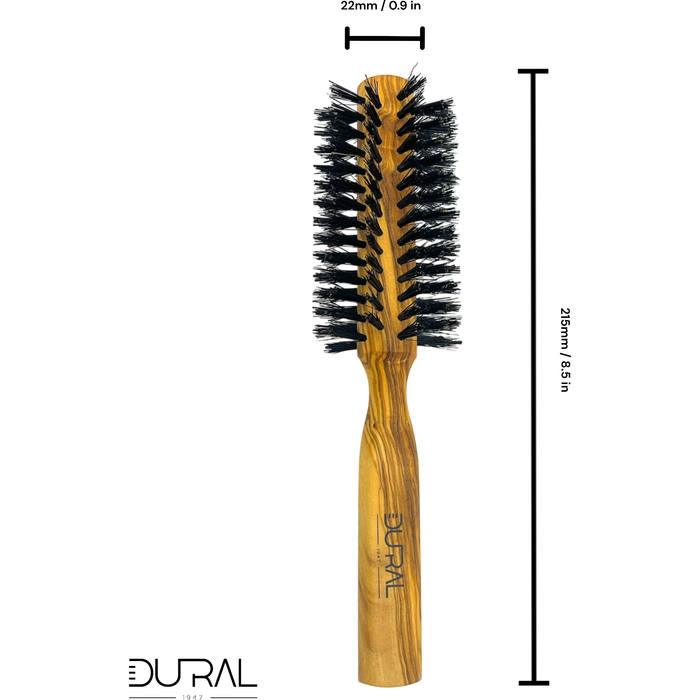 Dural Olive wood round hair brush with boar bristles - 10 rows