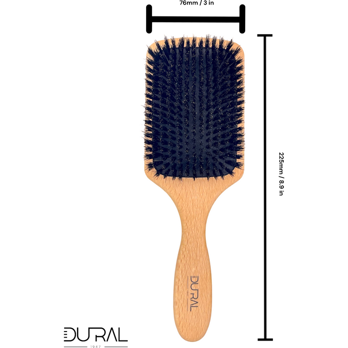 Dural Beech Wood wild boar bristles paddle brush