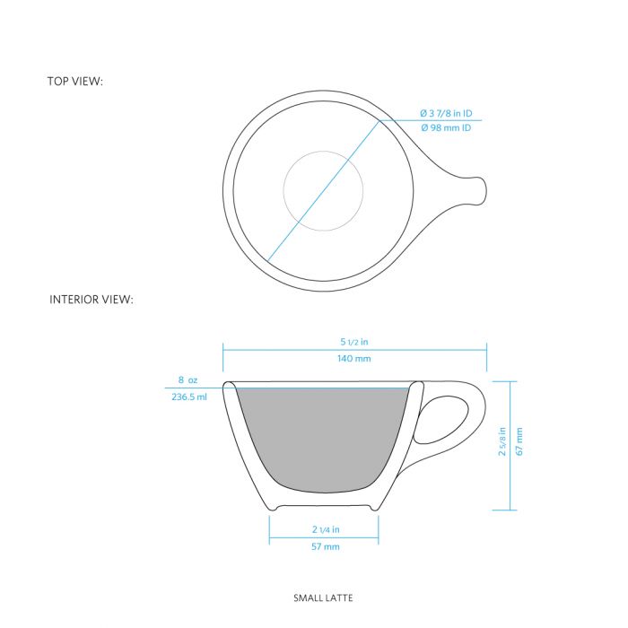 Lino Large Latte Cup & Saucer - Grey (12oz/355ml)