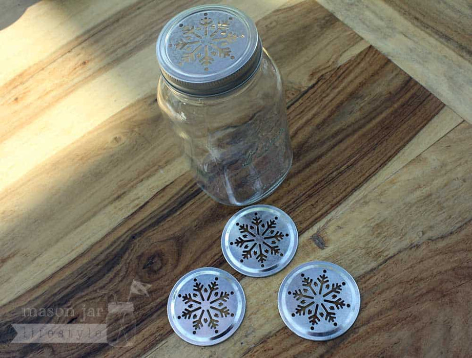 Snowflake Pattern Galvanized Metal Lid Insert for RM Mason Jars 10 Pack