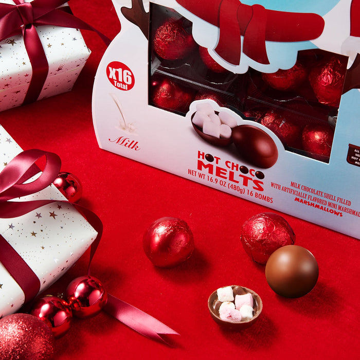 Large Snowman Hot Chocolate Bombs - Set of 16 - Delicious Cocoa Bomb Filled with Marshmallows - Caramel & Fudge Brownie Flavors Candy Chocolates, Cocoa Bomb Gift - Delicious Holiday Christmas Gifts