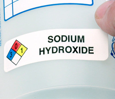 "Sodium Hydroxide" HMIG Safety Labels, 0.75" x 2.5", 250/ROLL