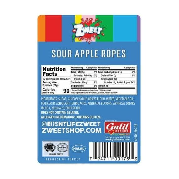 Sour Green Apple Ropes | Zweet | 10 oz