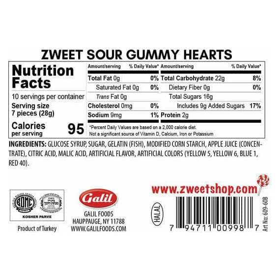 Sour Gummy Hearts | Zweet | 10 oz