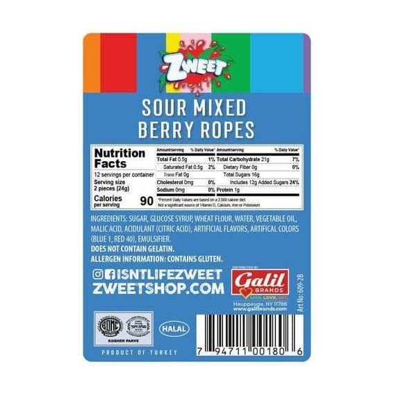 Sour Mixed Berry Ropes | Zweet | 10 oz