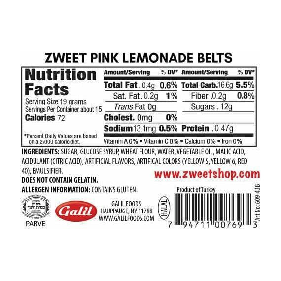 Sour Pink Lemonade Belts | Zweet | 10 oz