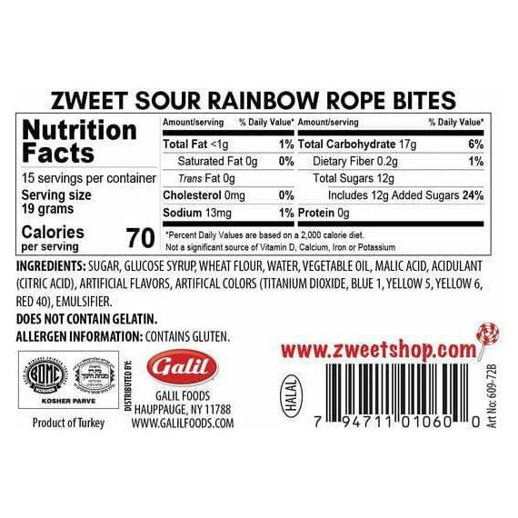 Sour Rainbow Rope Bites | Zweet | 10 oz