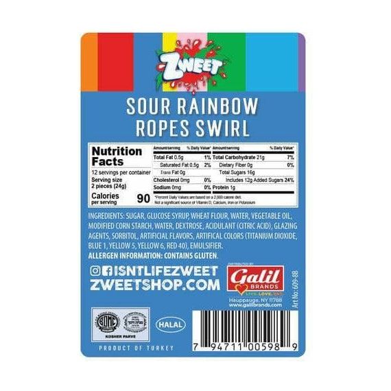 Sour Rainbow Swirl Ropes | Zweet  | 10 oz