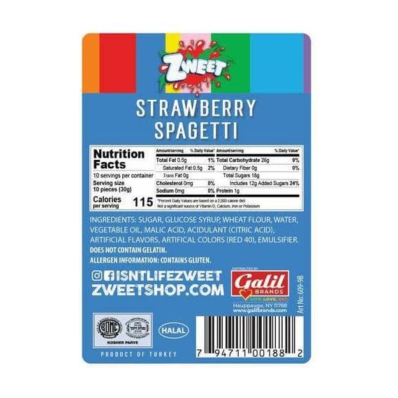 Sour Strawberry Silly Spagetti | Zweet | 10 oz