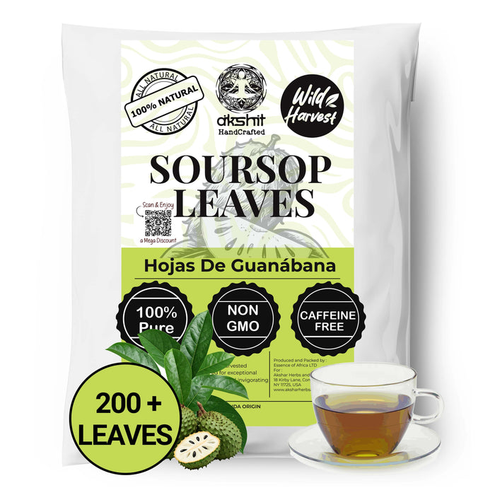 200+ Whole Dried Soursop Leaves – 2.6 oz , 100% Natural Soursop Tea (Graviola Leaves), Caffeine-Free Herbal Tea (Hoja Guanabana)