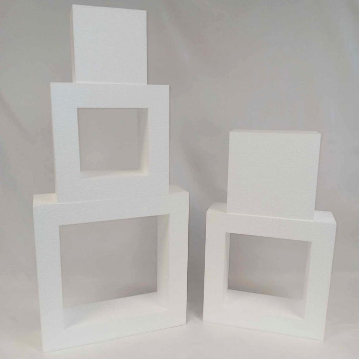 Oasis Supply "Hollow Donut Style EPS Styrofoam Dummy Cake Set - 5" High by 6" 8" 10" 12" 14" -- Stack up to 5 Tiers