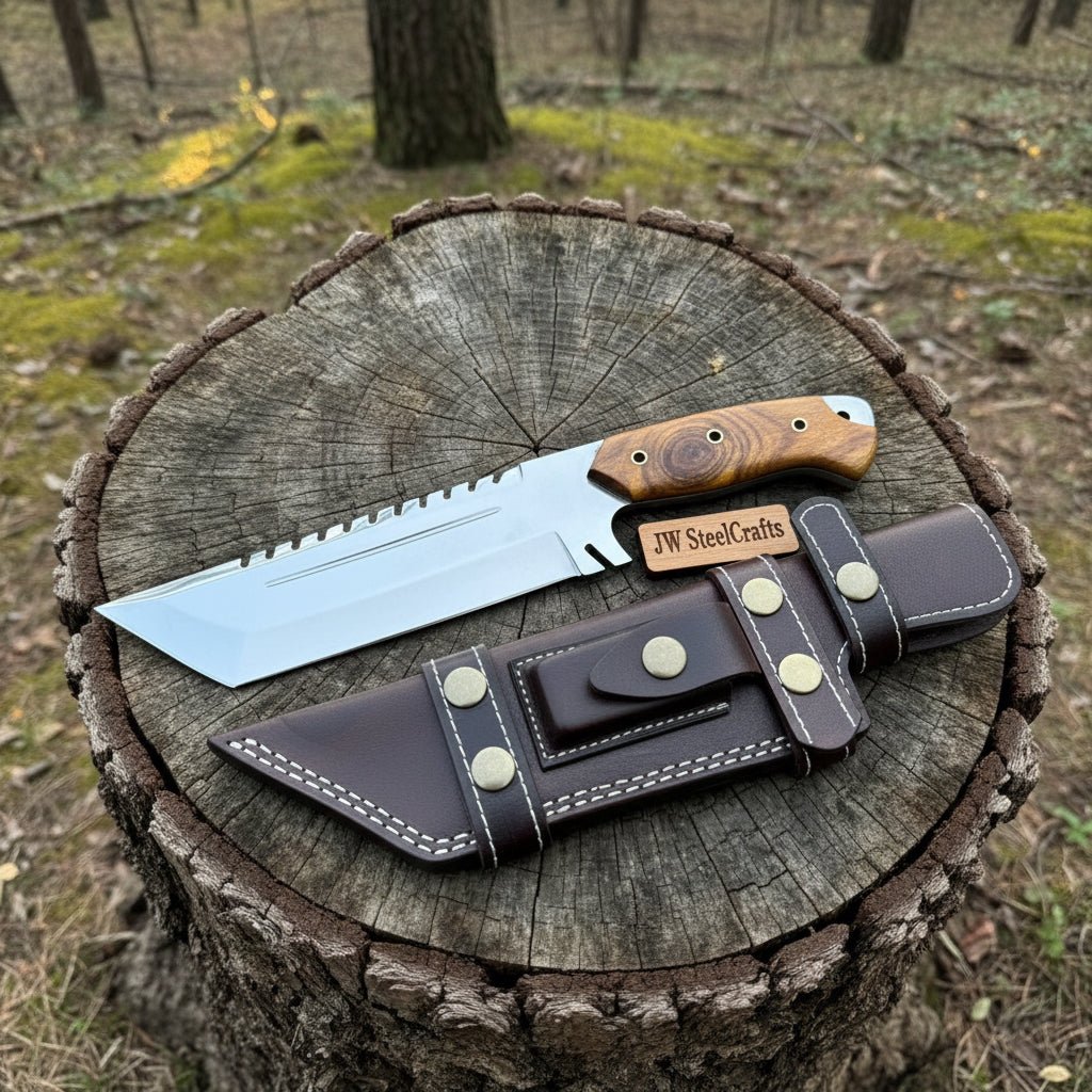 Stainless Steel Tracker Knife with Rosewood Handle | Full Tang Outdoor ...