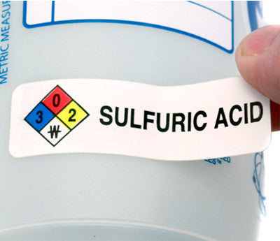 "Sulfuric Acid" HMIG Safety Labels, 0.75" x 2.5", 250/ROLL
