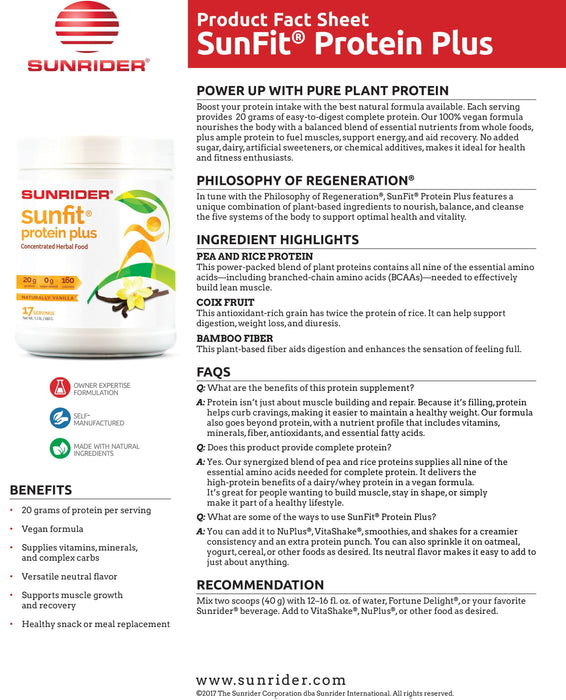 NOW AVAILABLE SunFit Protein Plus - Unique Protein Powder by Sunrider