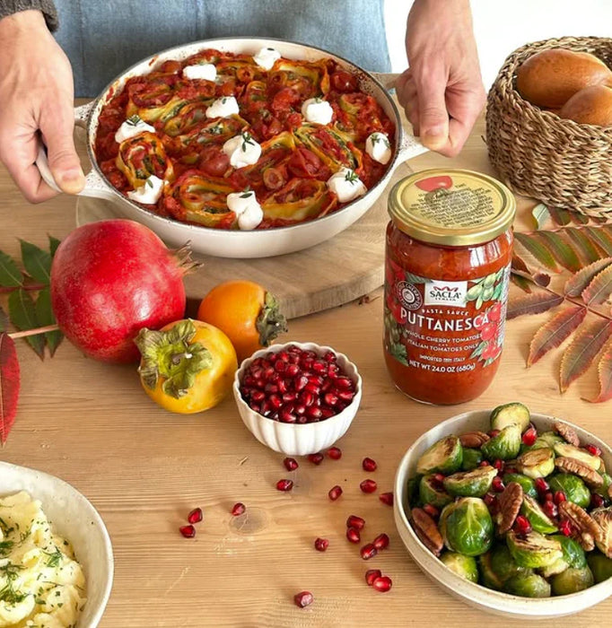 Sacla Pasta Sauce Puttanesca (24 oz, Case of 6) - Authentic Italian Tomato, Olive & Caper Sauce | Non-GMO Project Verified for Spaghetti Dishes