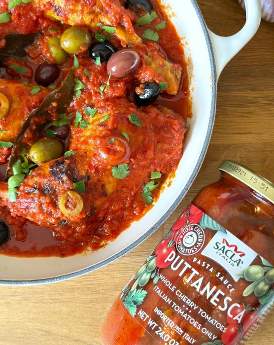 Sacla Pasta Sauce Puttanesca (24 oz, Case of 6) - Authentic Italian Tomato, Olive & Caper Sauce | Non-GMO Project Verified for Spaghetti Dishes