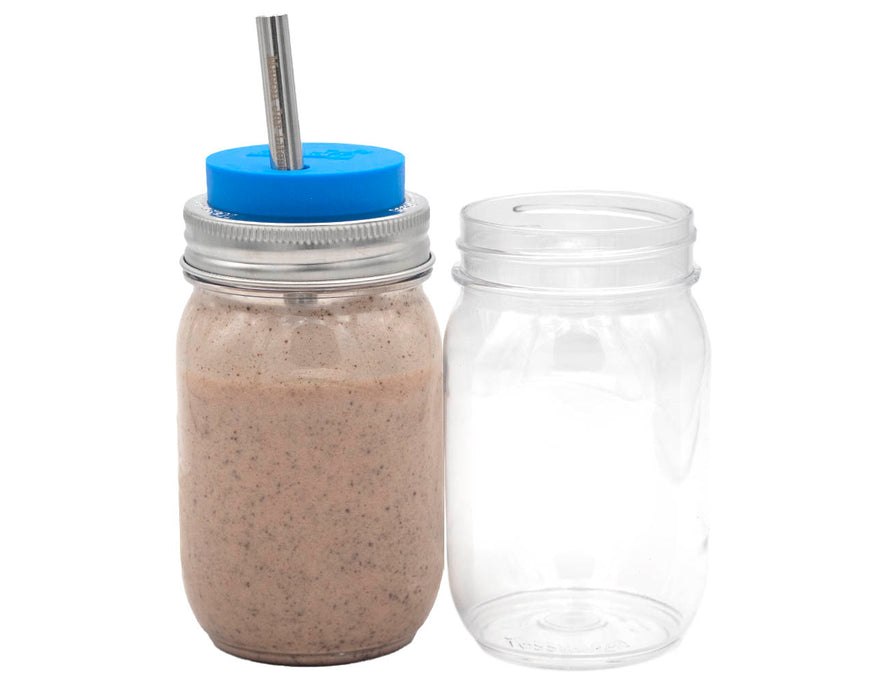 Tossware Regular Mouth 16oz Stackable Plastic Mason Jars