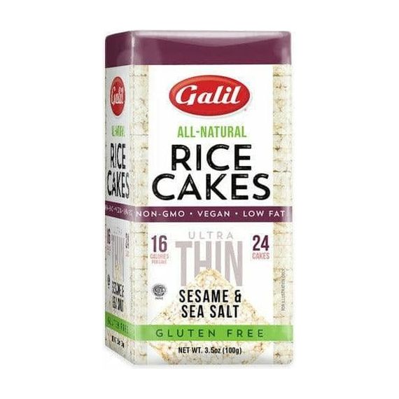 Ultra Thin Rice Cakes | Square | Sesame & Salt | 3.5 oz | Galil