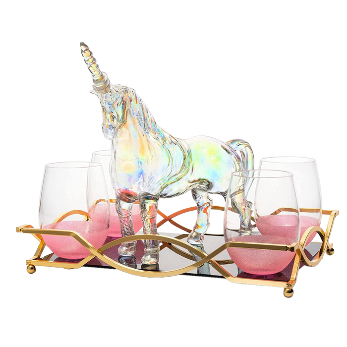 Iridescent Unicorn Wine Whiskey Decanter Set 750ml
