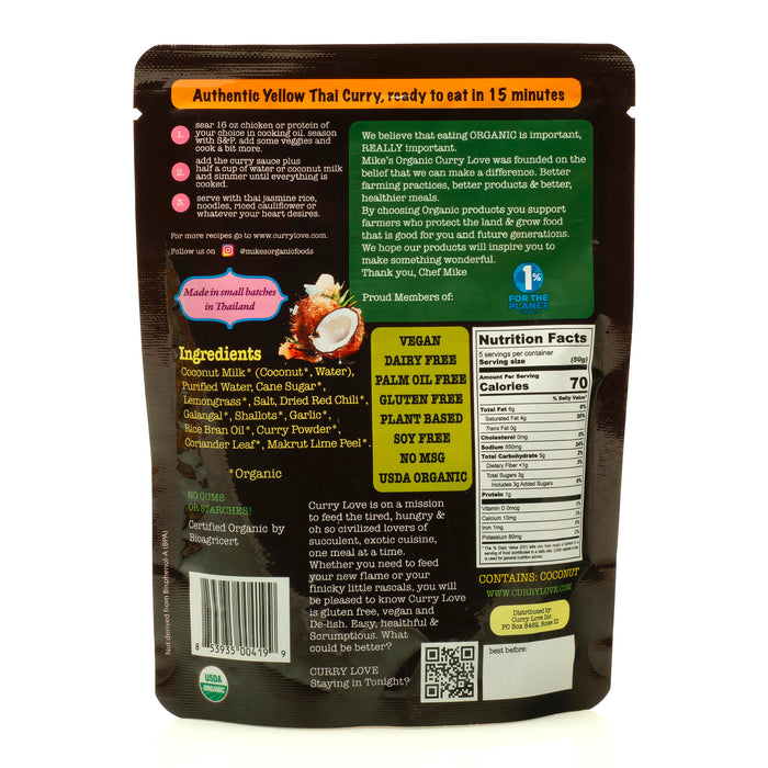 Mike's Organic Curry Love: Yellow Curry Paste (Pack of 6 - 4.23oz)
