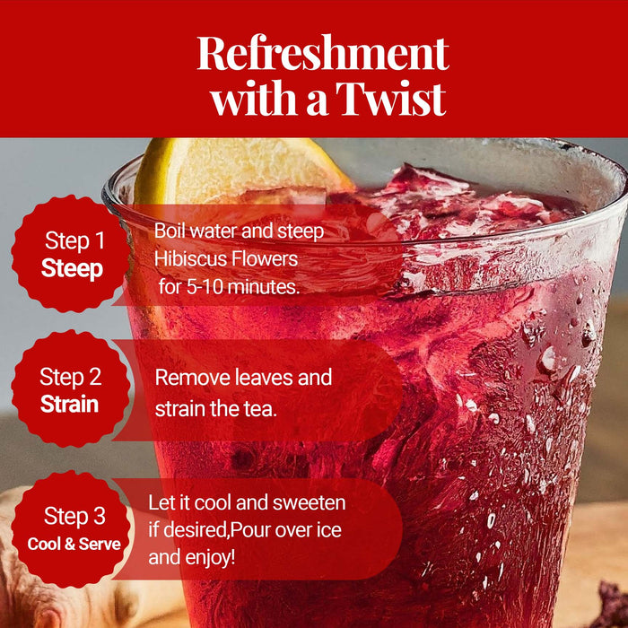 Akshit Hibiscus Flowers 5 oz  Herbal Tea | Flor de Jamaica tea | Dried Hibiscus | Loose Leaf Tea | Caffeine-Free | Vegan Friendly | Fleurs d'hibiscus bio Akshit