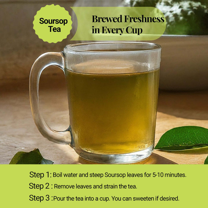 200+ Whole Dried Soursop Leaves – 2.6 oz , 100% Natural Soursop Tea (Graviola Leaves), Caffeine-Free Herbal Tea (Hoja Guanabana)